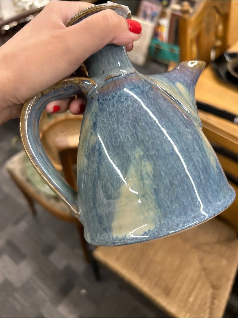 Art pottery Handcrafted Blue Ceramic Teapot - Elegant Glazed Home Art